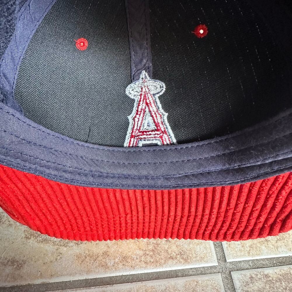 Los Angeles Angels Of Anaheim Corduroy Baseball Hat Cap Adjustable Snap Blue Red - Picture 7 of 10